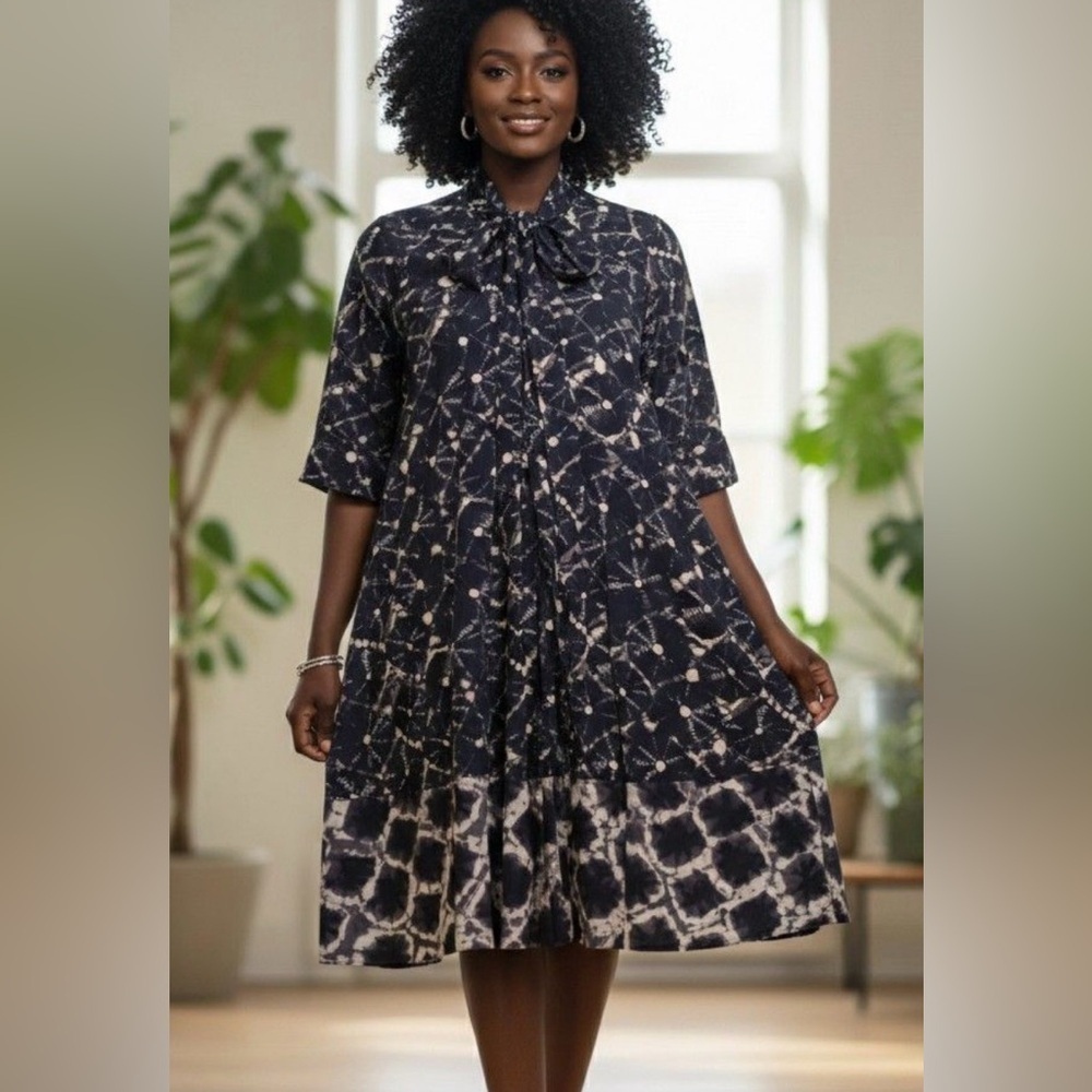 Thakoon for Target Tie Waist Shirt Dress | Black Ivory Print | Medium